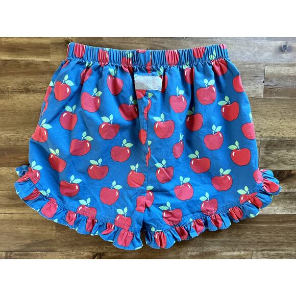 Eleanor Rose Schoolyard Fun Blue Red Apple Lulu Ruffle Shorts Back to School 7/8 - Picture 4 of 4